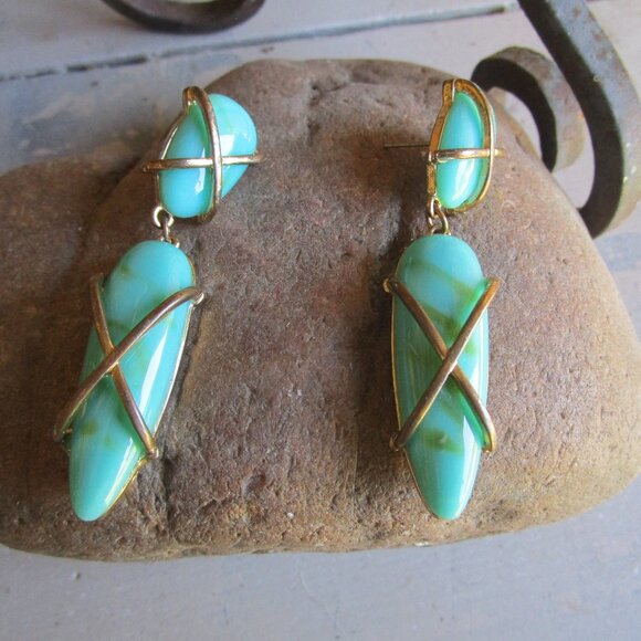 Sugarfix by Baublebar Green Enameled Dangle Drop Post Earrings - Picture 1 of 4